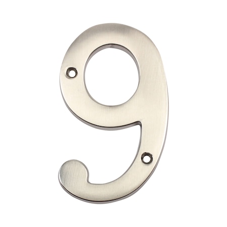 Pamex 4in Heavy Duty House Number # 9 Satin Nickel Finish DD074S9SN